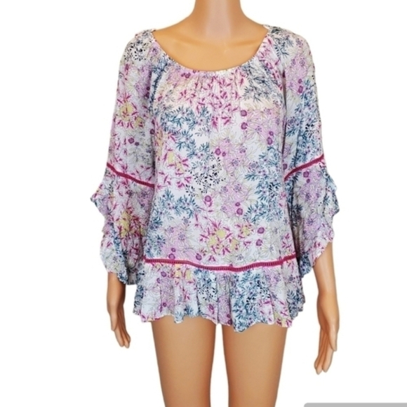 Fever floral 3/4 sleeve blouse SIZE S - Picture 1 of 13